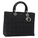 Christian Dior Canage Handtas Nylon Zwart Zilver Auth 137984-1