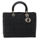 Christian Dior Canage Handtas Nylon Zwart Zilver Auth 137984-13