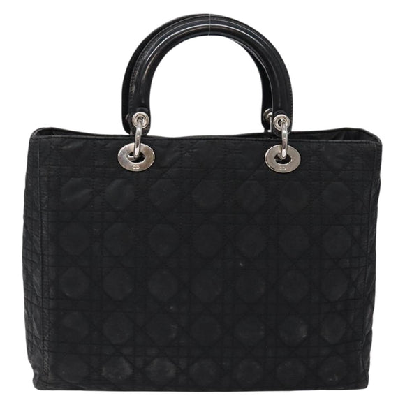 Christian Dior Canage Hand Bag Nylon Black Silver Auth 137984
