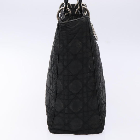 Christian Dior Canage Hand Bag Nylon Black Silver Auth 137984