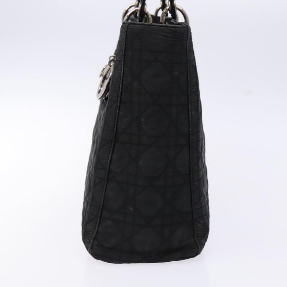 Christian Dior Canage Hand Bag Nylon Black Silver Auth 137984