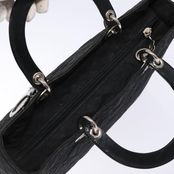 Christian Dior Canage Hand Bag Nylon Black Silver Auth 137984