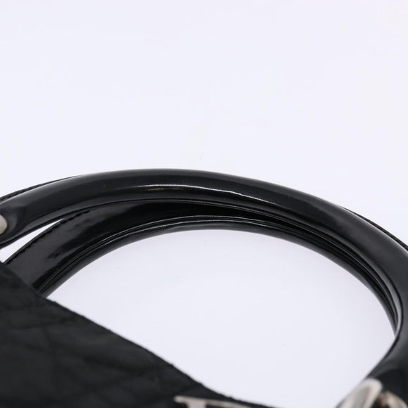 Christian Dior Canage Hand Bag Nylon Black Silver Auth 137984