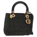 Christian Dior Canage Hand Bag Nylon 2way Black Gold Auth 137985-1