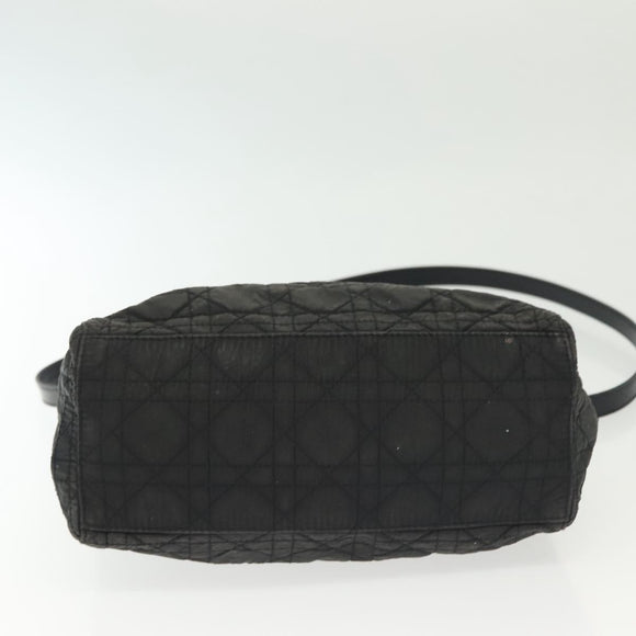 Christian Dior Canage Hand Bag Nylon 2way Black Gold Auth 137985