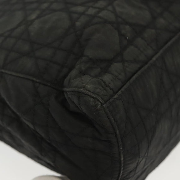 Christian Dior Canage Hand Bag Nylon 2way Black Gold Auth 137985