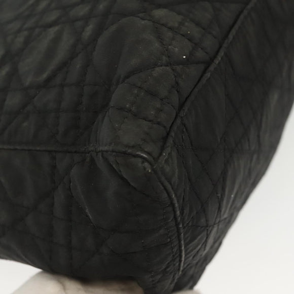 Christian Dior Canage Hand Bag Nylon 2way Black Gold Auth 137985