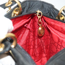 Christian Dior Canage Hand Bag Nylon 2way Black Gold Auth 137985-21