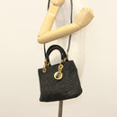 Christian Dior Canage Hand Bag Nylon 2way Black Gold Auth 137985-24