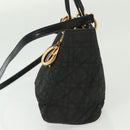 Christian Dior Canage Hand Bag Nylon 2way Black Gold Auth 137985-4
