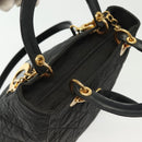Christian Dior Canage Hand Bag Nylon 2way Black Gold Auth 137985-6