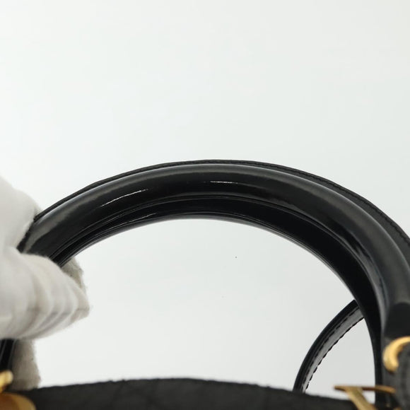 Christian Dior Canage Hand Bag Nylon 2way Black Gold Auth 137985