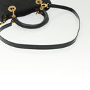 Christian Dior Canage Hand Bag Nylon 2way Black Gold Auth 137985-8