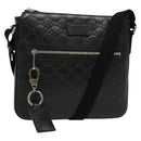 GUCCI GG Canvas Guccissima Shoulder Bag Leather Silver Black 406410 Auth 137990-1