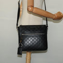 GUCCI GG Canvas Guccissima Shoulder Bag Leather Silver Black 406410 Auth 137990-23