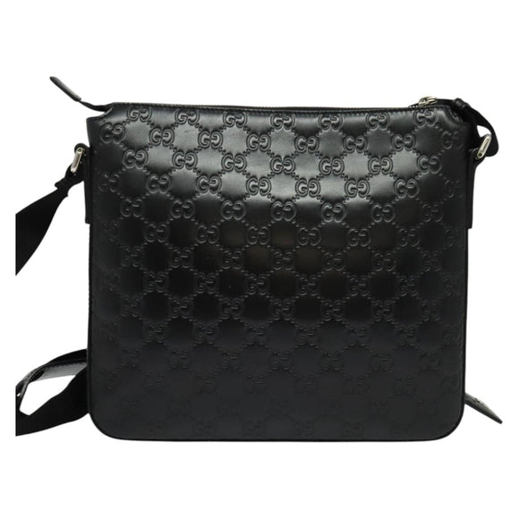 GUCCI GG Canvas Guccissima Shoulder Bag Leather Silver Black 406410 Auth 137990