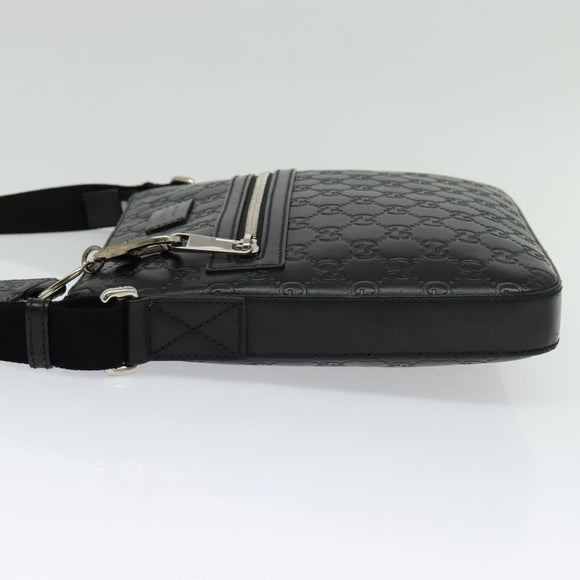 GUCCI GG Canvas Guccissima Shoulder Bag Leather Silver Black 406410 Auth 137990