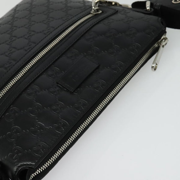GUCCI GG Canvas Guccissima Shoulder Bag Leather Silver Black 406410 Auth 137990