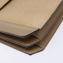 SAINT LAURENT Embossing Shoulder Bag Leather Beige Gold Auth 137993-11