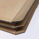 SAINT LAURENT Embossing Shoulder Bag Leather Beige Gold Auth 137993-12