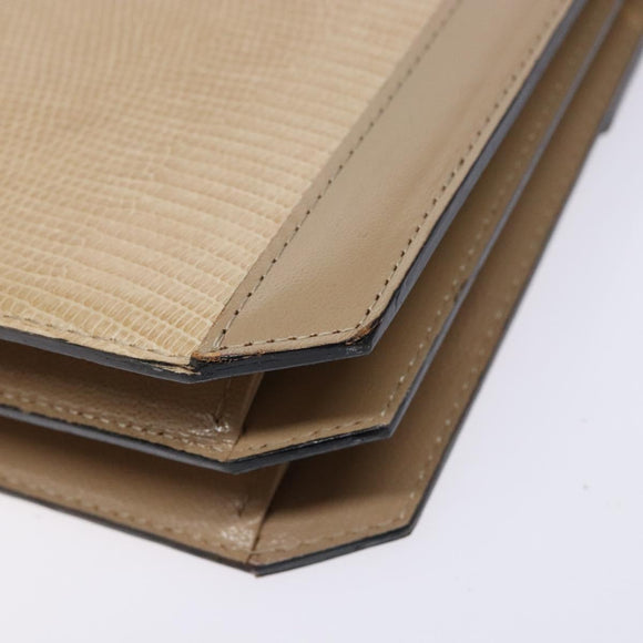 SAINT LAURENT Embossing Shoulder Bag Leather Beige Gold Auth 137993