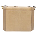 SAINT LAURENT Embossing Shoulder Bag Leather Beige Gold Auth 137993-3