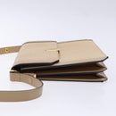 SAINT LAURENT Embossing Shoulder Bag Leather Beige Gold Auth 137993-5