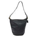 Coach Shoulder Bag Leather Black Gold Auth 137996-1