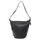 Coach Shoulder Bag Leather Black Gold Auth 137996-2