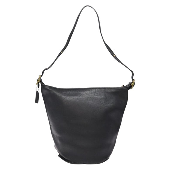 Coach Shoulder Bag Leather Black Gold Auth 137996