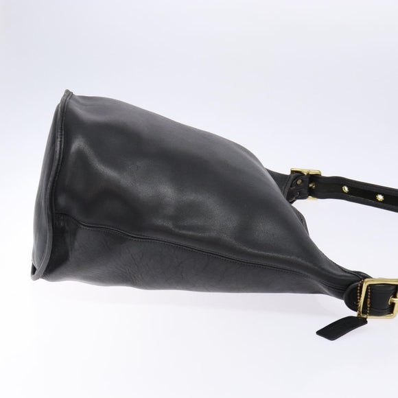 Coach Shoulder Bag Leather Black Gold Auth 137996