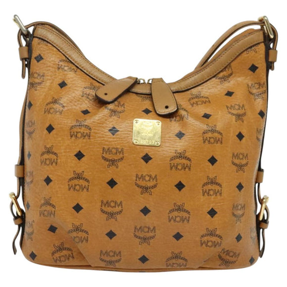 MCM Logogram Vicetos Shoulder Bag PVC Leather Brown Gold Auth 138000
