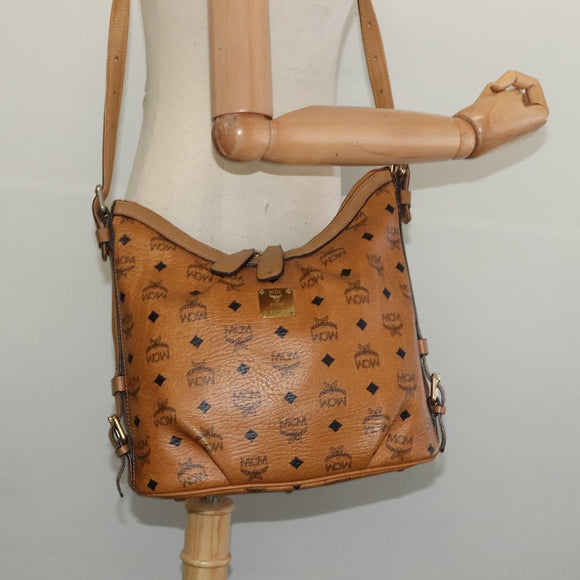MCM Logogram Vicetos Shoulder Bag PVC Leather Brown Gold Auth 138000
