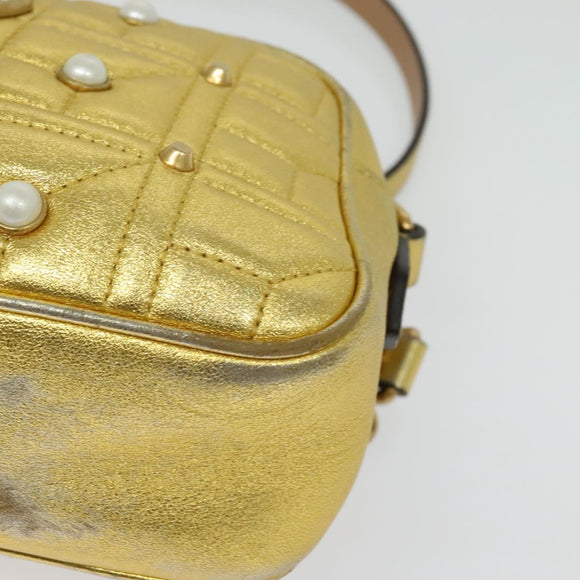 GUCCI GG Marmont Small Camera bag Chain Bag Leather Gold 447632 Auth 138001V