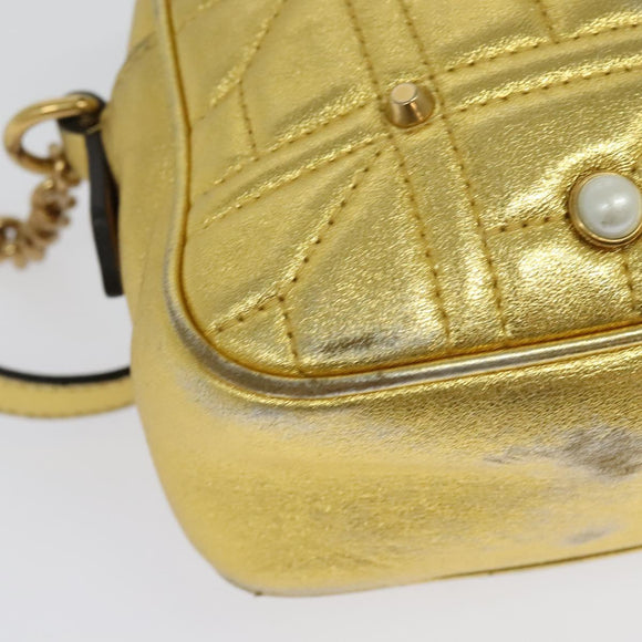 GUCCI GG Marmont Small Camera bag Chain Bag Leather Gold 447632 Auth 138001
