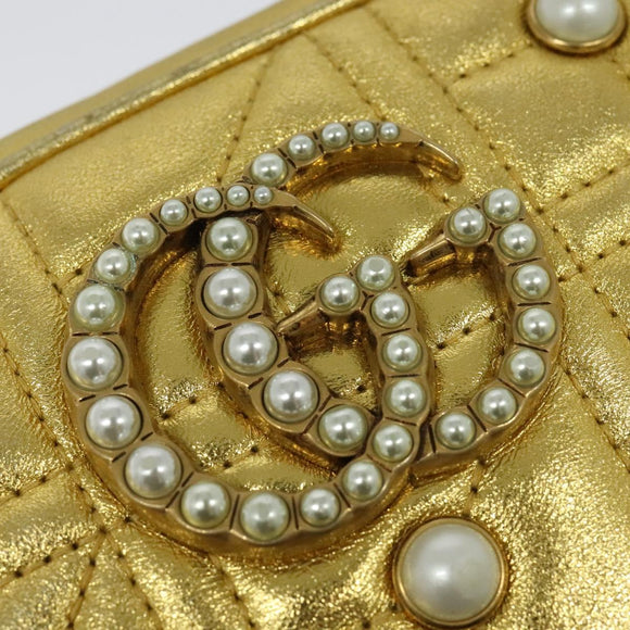 GUCCI GG Marmont Small Camera bag Chain Bag Leather Gold 447632 Auth 138001