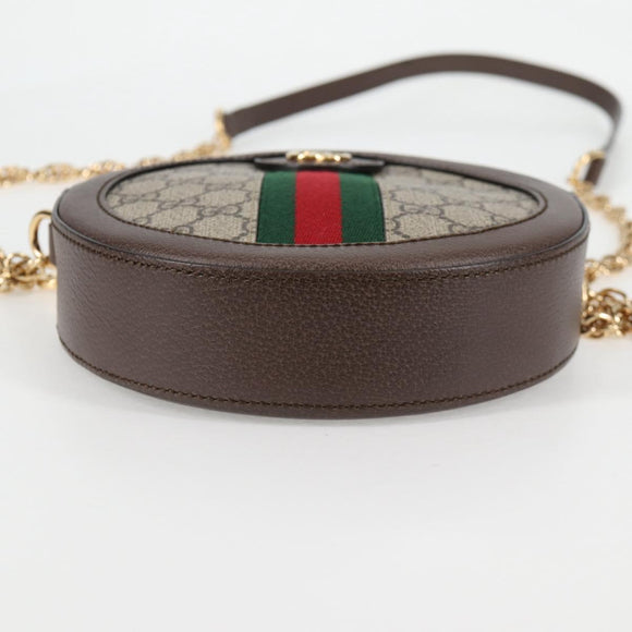 GUCCI GG Supreme Ophidia Chain Web Sherry Line Bag PVC Beige 550618 Auth 138002A