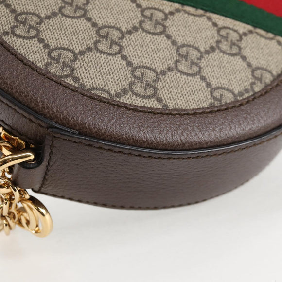 GUCCI GG Supreme Ophidia Chain Web Sherry Line Bag PVC Beige 550618 Auth 138002A