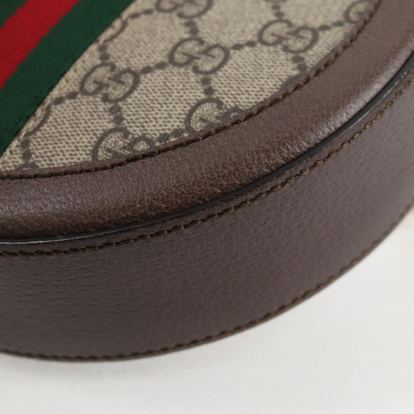 GUCCI GG Supreme Ophidia Chain Web Sherry Line Bag PVC Beige 550618 Auth 138002A