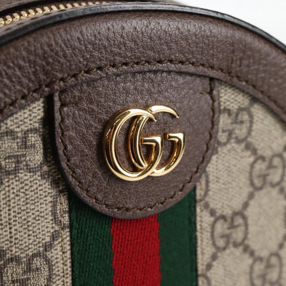 GUCCI GG Supreme Ophidia Chain Web Sherry Line Bag PVC Beige 550618 Auth 138002A