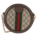 GUCCI GG Supreme Ophidia Chain Web Sherry Line Bag PVC Beige 550618 Auth 138002A-2
