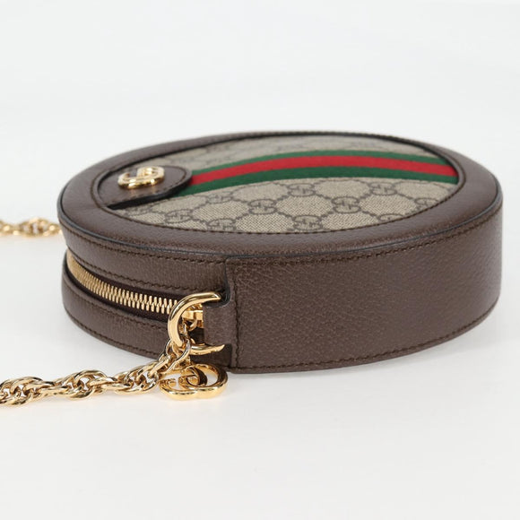 GUCCI GG Supreme Ophidia Chain Web Sherry Line Bag PVC Beige 550618 Auth 138002A