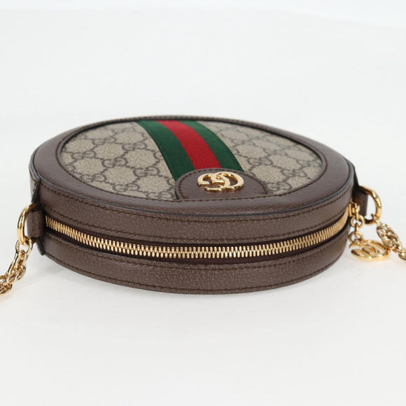 GUCCI GG Supreme Ophidia Chain Web Sherry Line Bag PVC Beige 550618 Auth 138002A