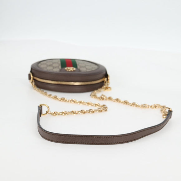 GUCCI GG Supreme Ophidia Chain Web Sherry Line Bag PVC Beige 550618 Auth 138002A
