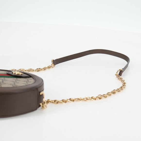 GUCCI GG Supreme Ophidia Chain Web Sherry Line Bag PVC Beige 550618 Auth 138002A