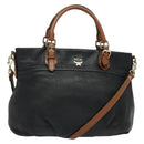 MCM Vicetos Logogram Hand Bag Leather 2way Black Auth 138003-1
