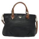 MCM Vicetos Logogram Hand Bag Leather 2way Black Auth 138003-2