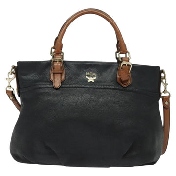 MCM Vicetos Logogram Hand Bag Leather 2way Black Auth 138003 - 0