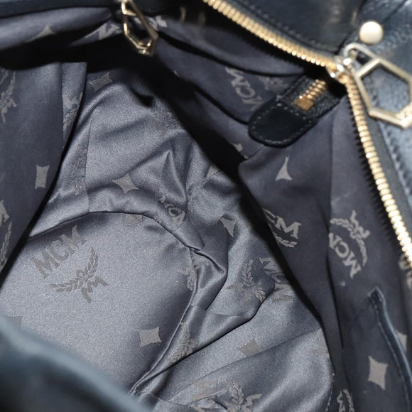 MCM Vicetos Logogram Hand Bag Leather 2way Black Auth 138003