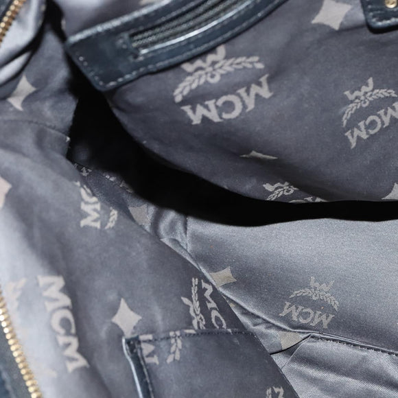 MCM Vicetos Logogram Hand Bag Leather 2way Black Auth 138003